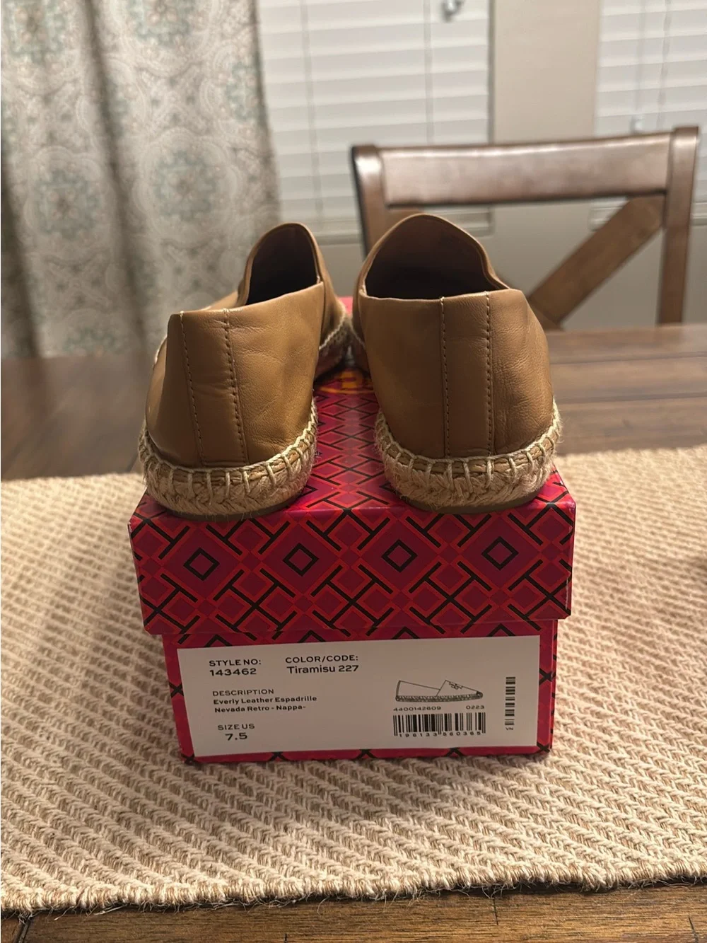 Tory Burch Tan Leather Espadrille Slip-Ons